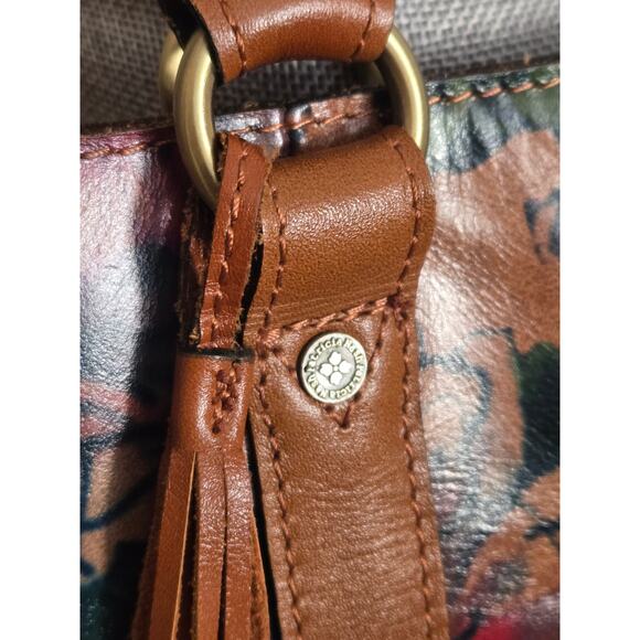 $269 Patricia Nash Rena Floral Leather Tote Summer Drawing fall colors brown - Picture 4 of 10